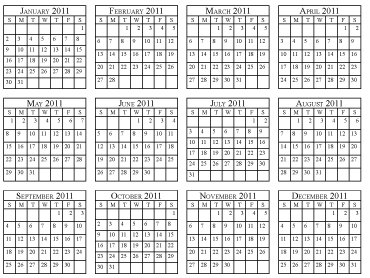 Yearly Calendar 2011 Printable on Yearly Calendar  2011 Simple     Penny Printables